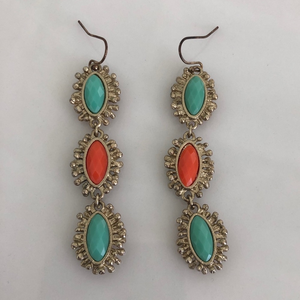 Reversible Orange/Teal/Gold Earrings